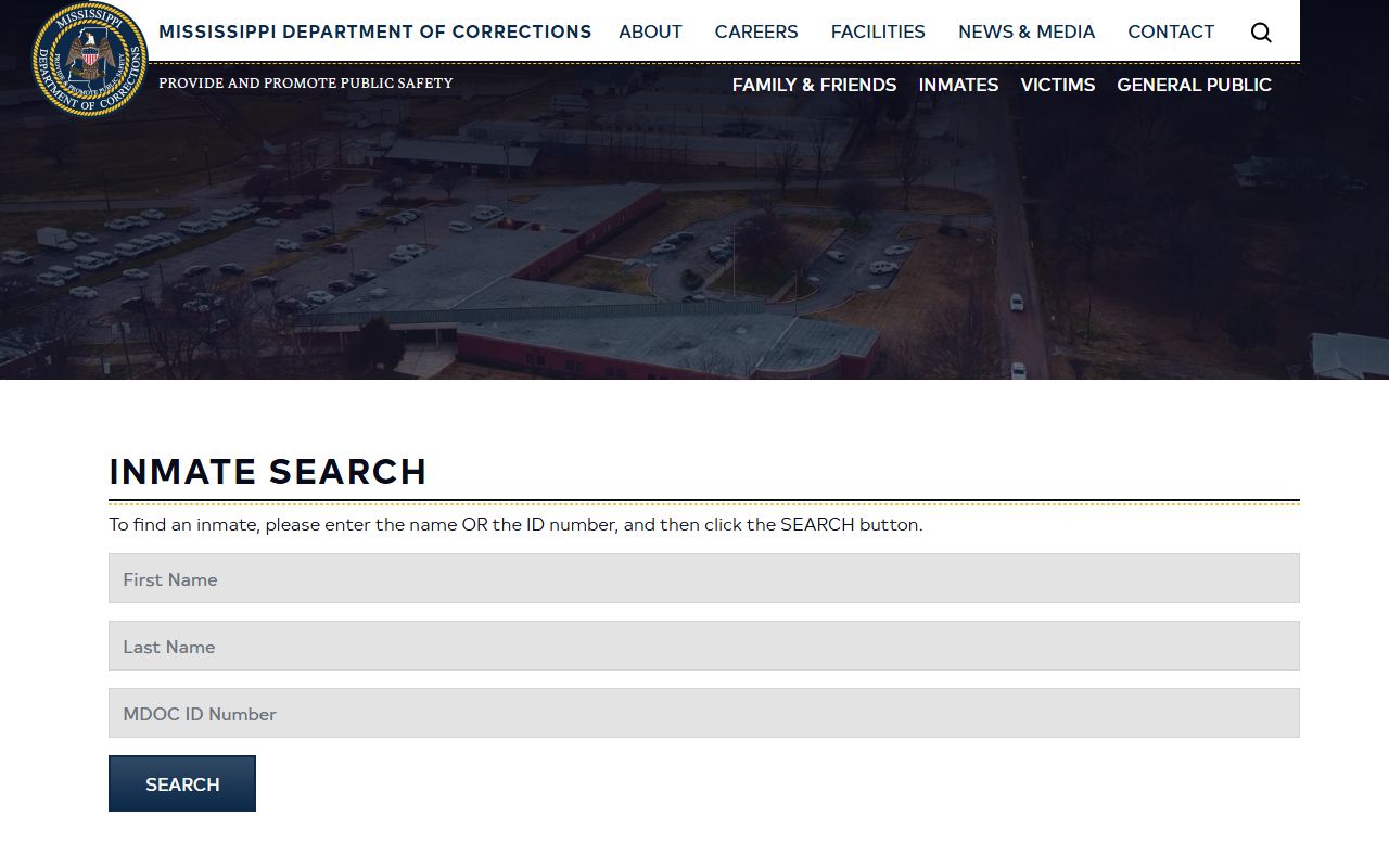 Tate County inmate records MDOC locator fields for state custody